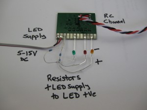 RC LED Flasher wiring example connection