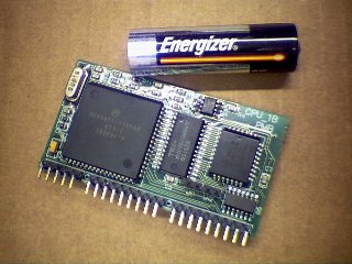 The CPU_1A1 68HC11 board with an AA battery.